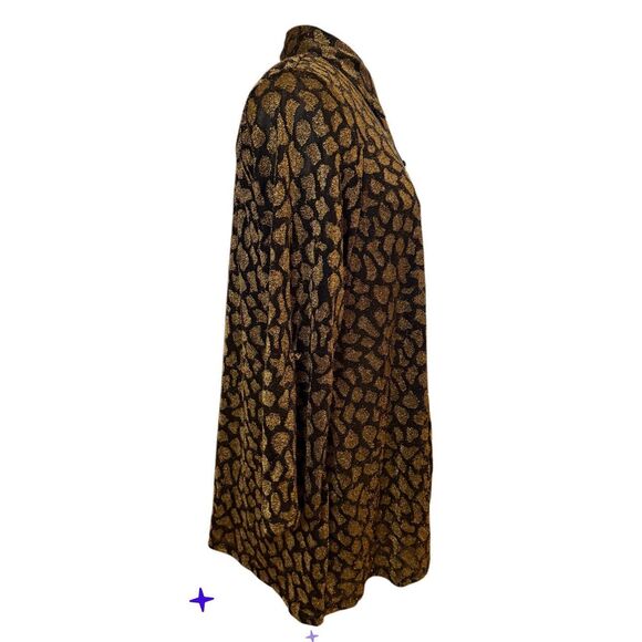 Melissa Paige Women's Long Sleeve Black and Gold Metallic Button Front Blouse L - Picture 10 of 12